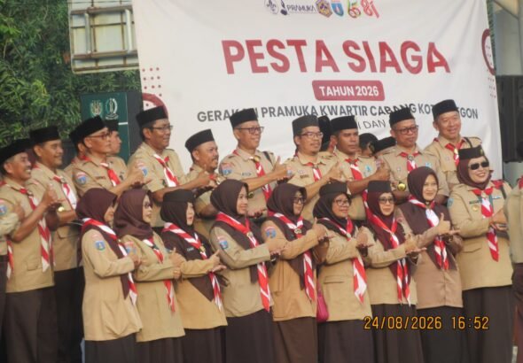 Upacara Peringatan Hari Ulang Tahun (HUT) ke-65 Gerakan Pramuka tingkat Kwartir Cabang (Kwarcab) Kota Cilegon berlangsung meriah, khidmat, dan penuh semangat kebersamaan. FOTO: PORTALBMI.ID
