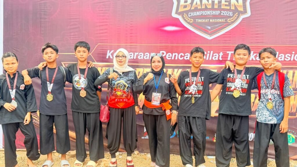 PSKBI berhasil memborong tujuh medali dalam Kejuaraan Pencak Silat Tingkat Nasional Banten Championship yang digelar di GOR Gelanggang Remaja Ciceri, Kota Serang, Minggu (30/8/2026). FOTO: Achie06/PORTALBMI.ID
