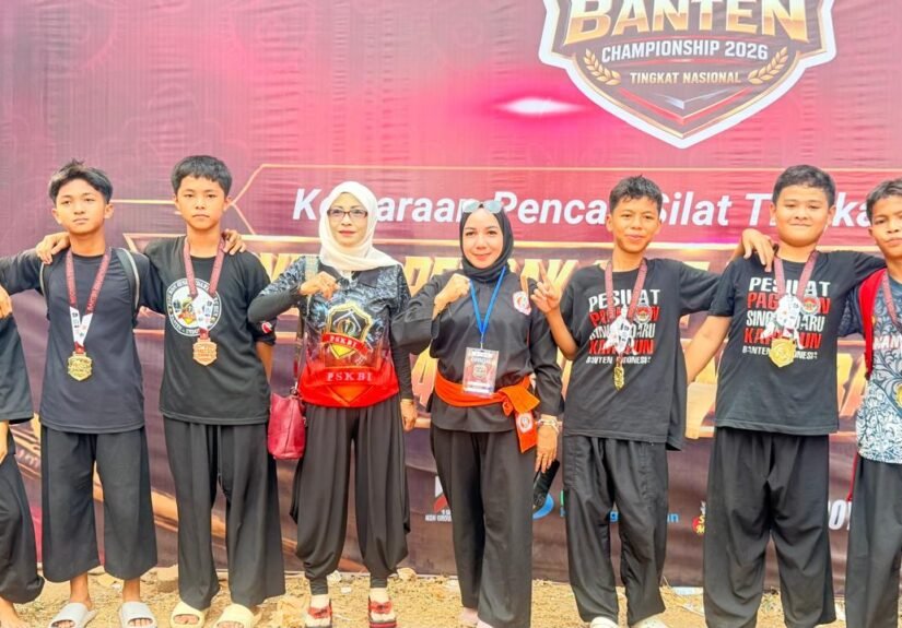 PSKBI berhasil memborong tujuh medali dalam Kejuaraan Pencak Silat Tingkat Nasional Banten Championship yang digelar di GOR Gelanggang Remaja Ciceri, Kota Serang, Minggu (30/8/2026). FOTO: Achie06/PORTALBMI.ID