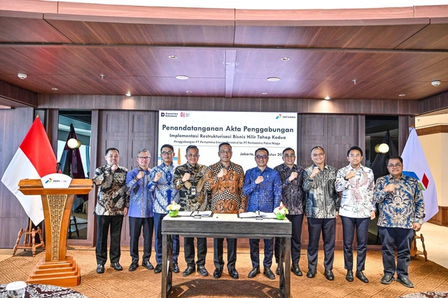 Penandatanganan Akta Penggabungan (merger) PT Pertamina Energy Terminal (PET) ke PT Pertamina Patra Niaga (PPN) di Jakarta pada Senin (1/9/2026). Foto. Dok. Pertamina