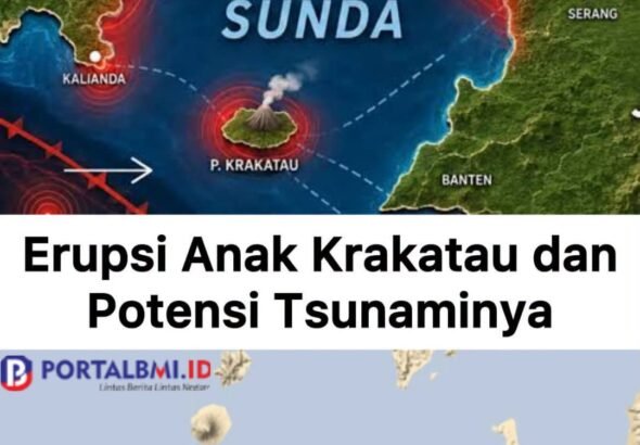 Gunung Anak Krakatau saat ini berada pada Status Level III (Siaga) dengan erupsi menerus. FOTO: PORTALBMI.ID