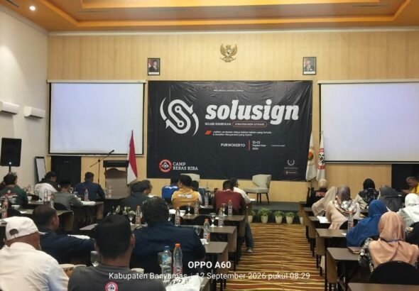 Organisasi CBR Camp Bebas Riba menggelar kegiatan "Solusign" di salah satu gedung hotel di Purwokerto, Kabupaten Banyumas. FOTO: Imam06/PORTALBMI.ID