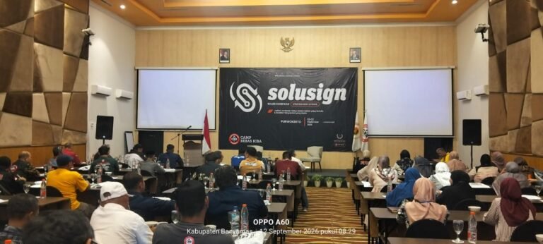 Organisasi CBR Camp Bebas Riba menggelar kegiatan "Solusign" di salah satu gedung hotel di Purwokerto, Kabupaten Banyumas. FOTO: Imam06/PORTALBMI.ID